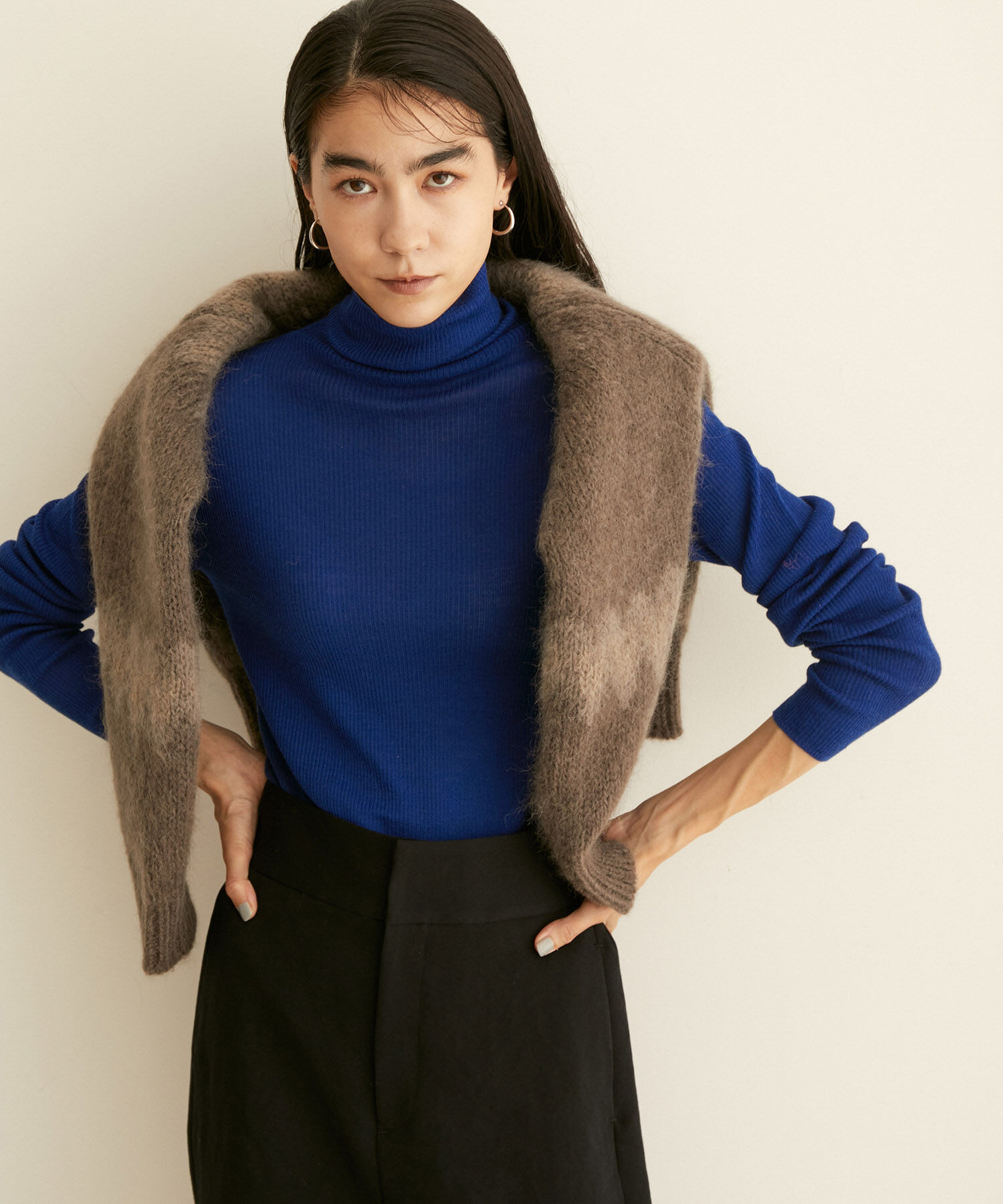 SALON adam et rope'「シアーリブニットタートルネックプルオーバー」|ニット・セーター|