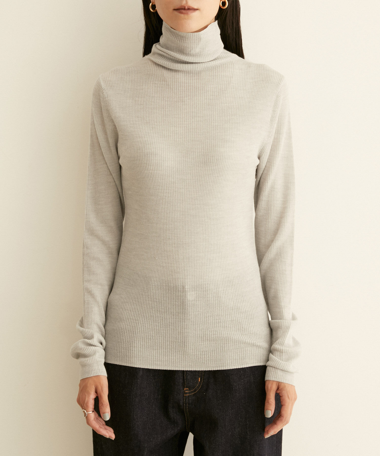 SALON adam et rope'「シアーリブニットタートルネックプルオーバー」|ニット・セーター|