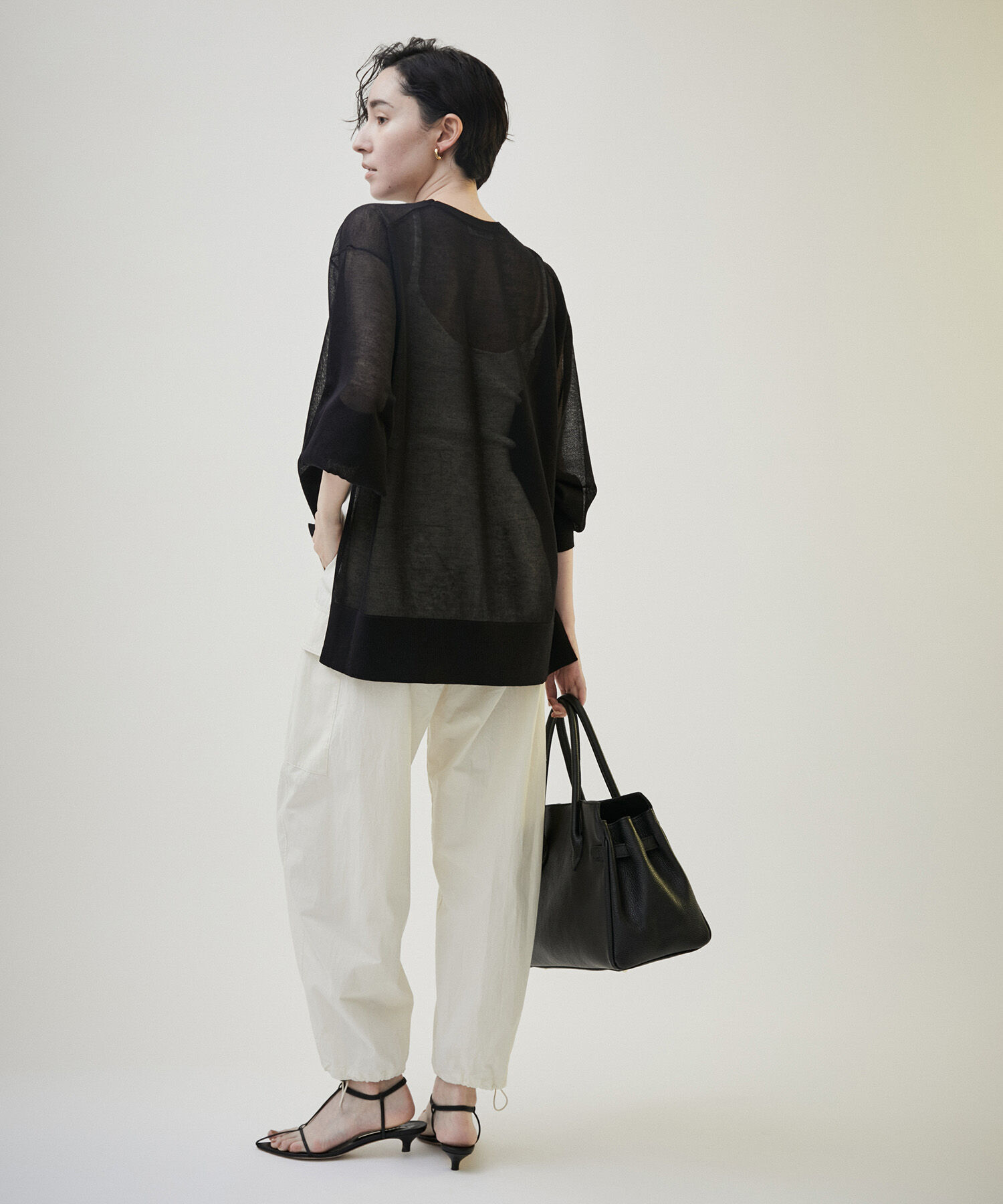 SALON adam et rope'「シアーボリュームスリーブプルオーバー【洗える】」|Tシャツ・カットソー|