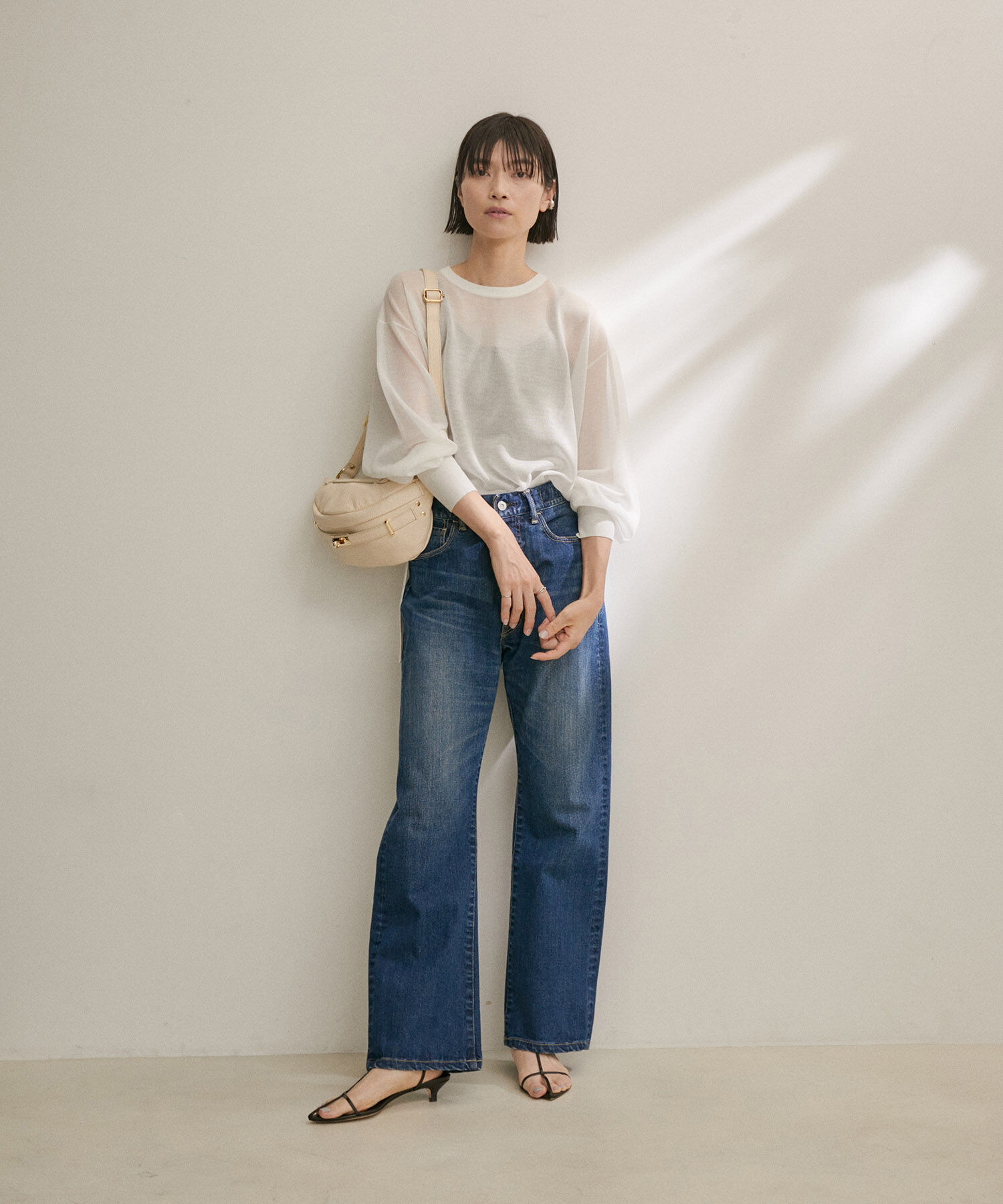 SALON adam et rope'「シアーボリュームスリーブプルオーバー【洗える】」|Tシャツ・カットソー|