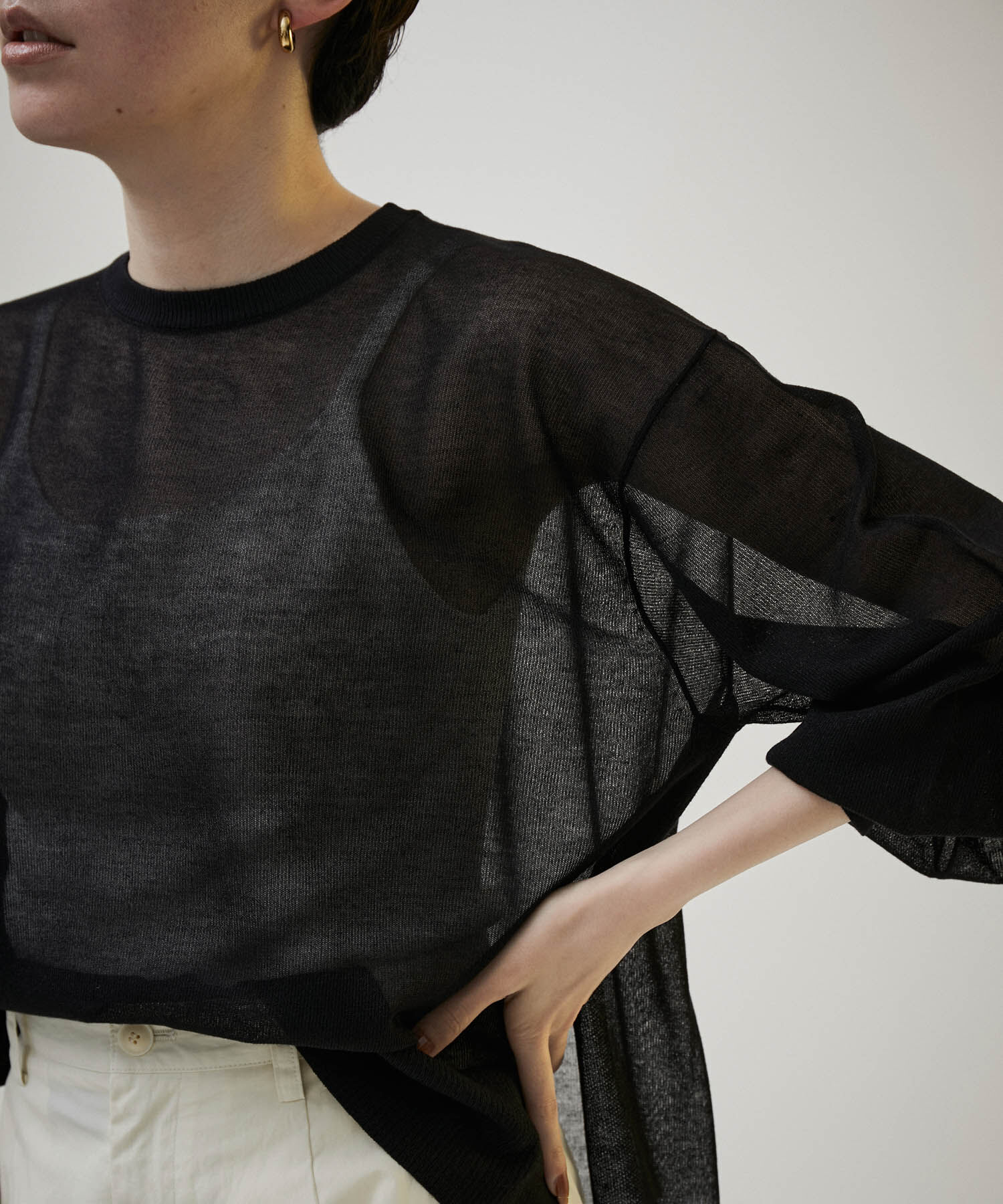 SALON adam et rope'「シアーボリュームスリーブプルオーバー【洗える】」|Tシャツ・カットソー|