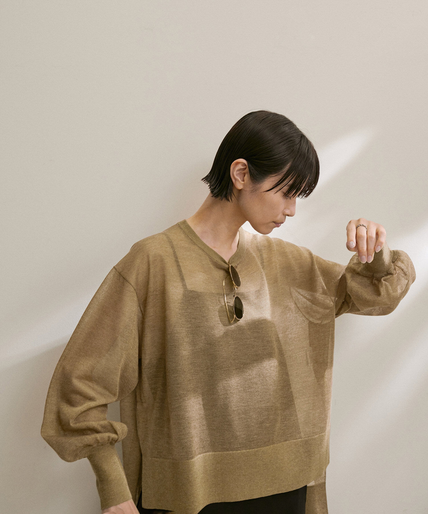 SALON adam et rope'「シアーボリュームスリーブプルオーバー【洗える】」|Tシャツ・カットソー|