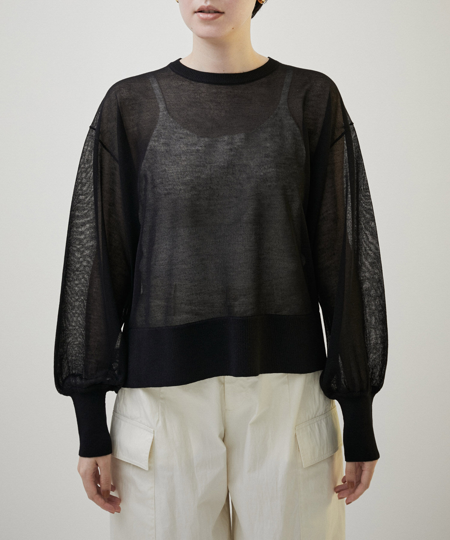 SALON adam et rope'「シアーボリュームスリーブプルオーバー【洗える】」|Tシャツ・カットソー|