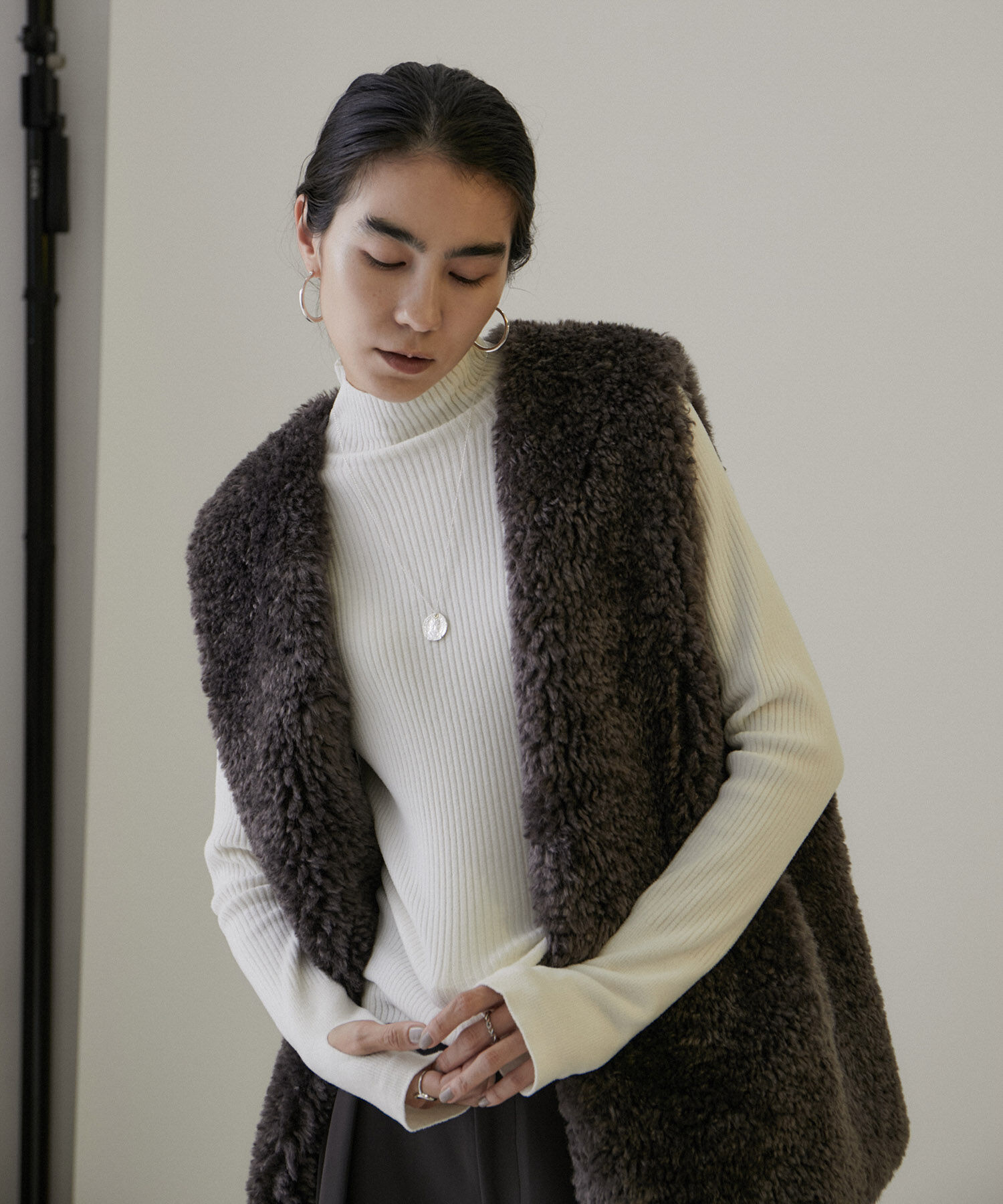 SALON adam et rope'「リブタートルプルオーバー -CreamyCotton /クリーミーコットン-」|ニット・セーター|ホワイト(10)