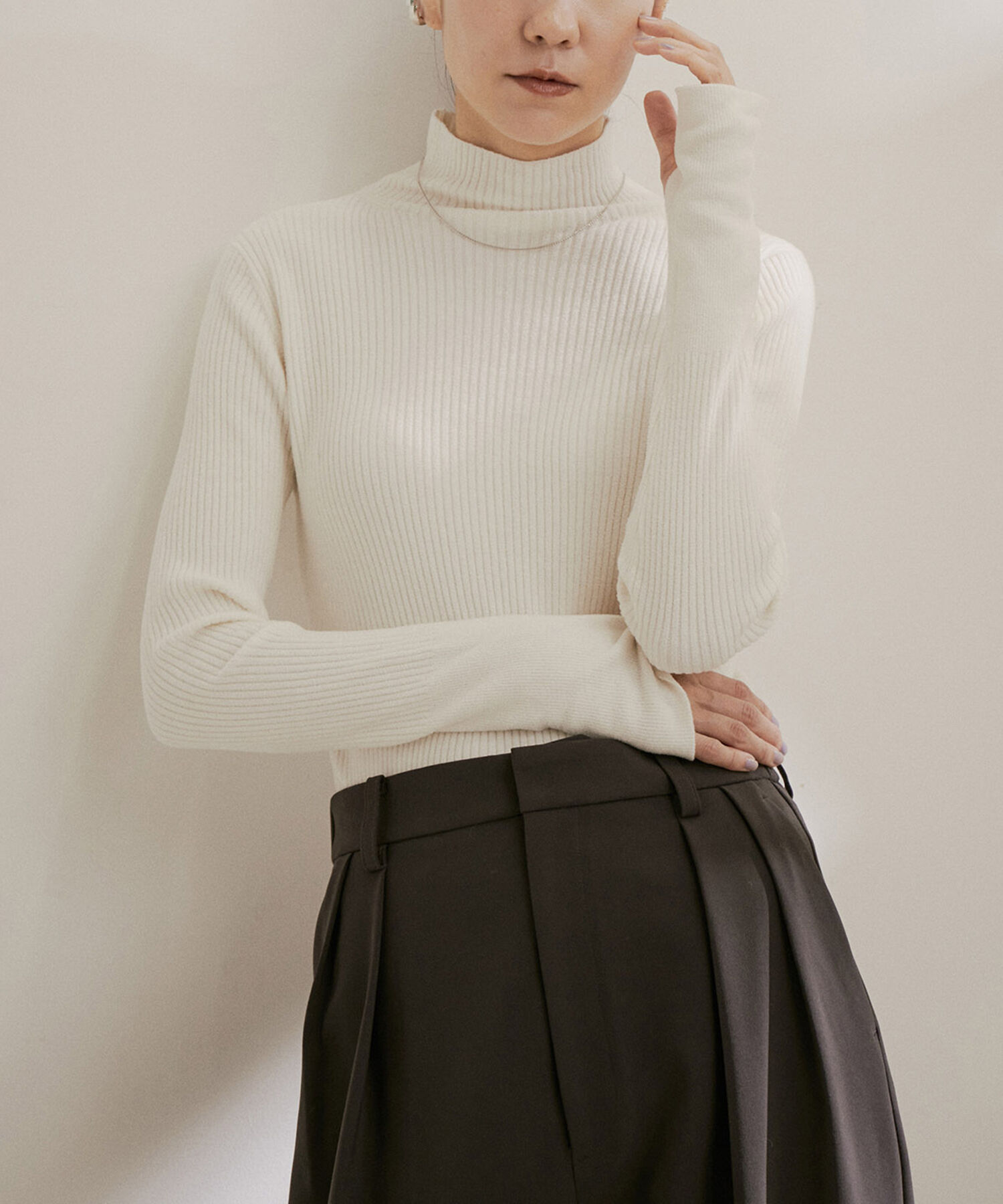 SALON adam et rope'「リブタートルプルオーバー -CreamyCotton /クリーミーコットン-」|ニット・セーター|