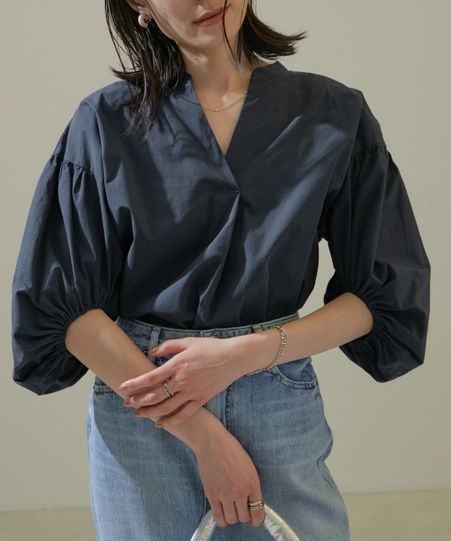 SALON adam et rope'「【WEB限定】バルーンスリーブスキッパーブラウス/24SS」|シャツ・ブラウス|