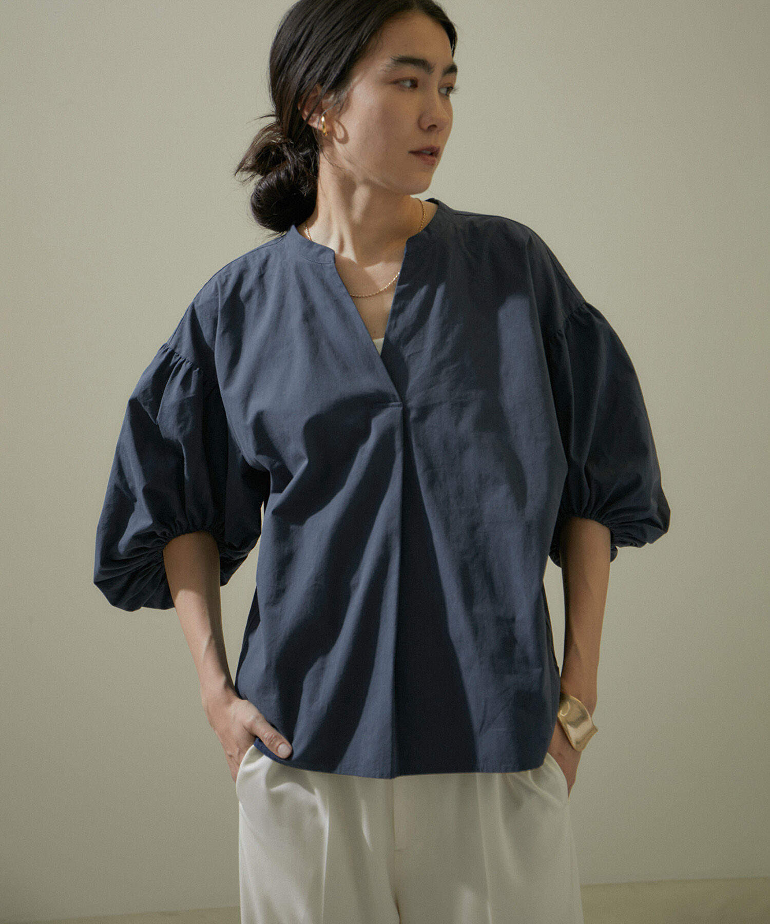 SALON adam et rope'「【WEB限定】バルーンスリーブスキッパーブラウス/24SS」|シャツ・ブラウス|