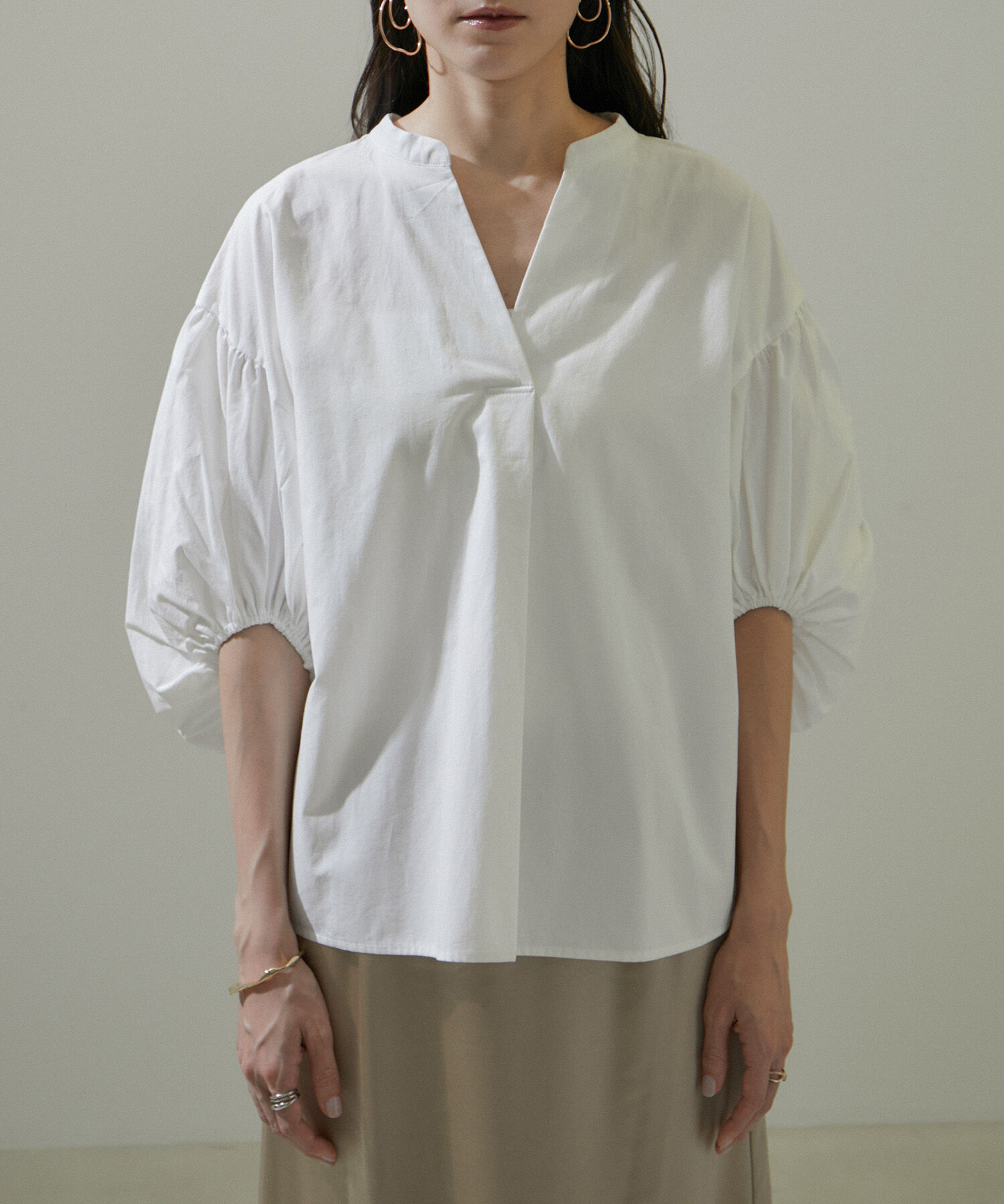 SALON adam et rope'「【WEB限定】バルーンスリーブスキッパーブラウス/24SS」|シャツ・ブラウス|
