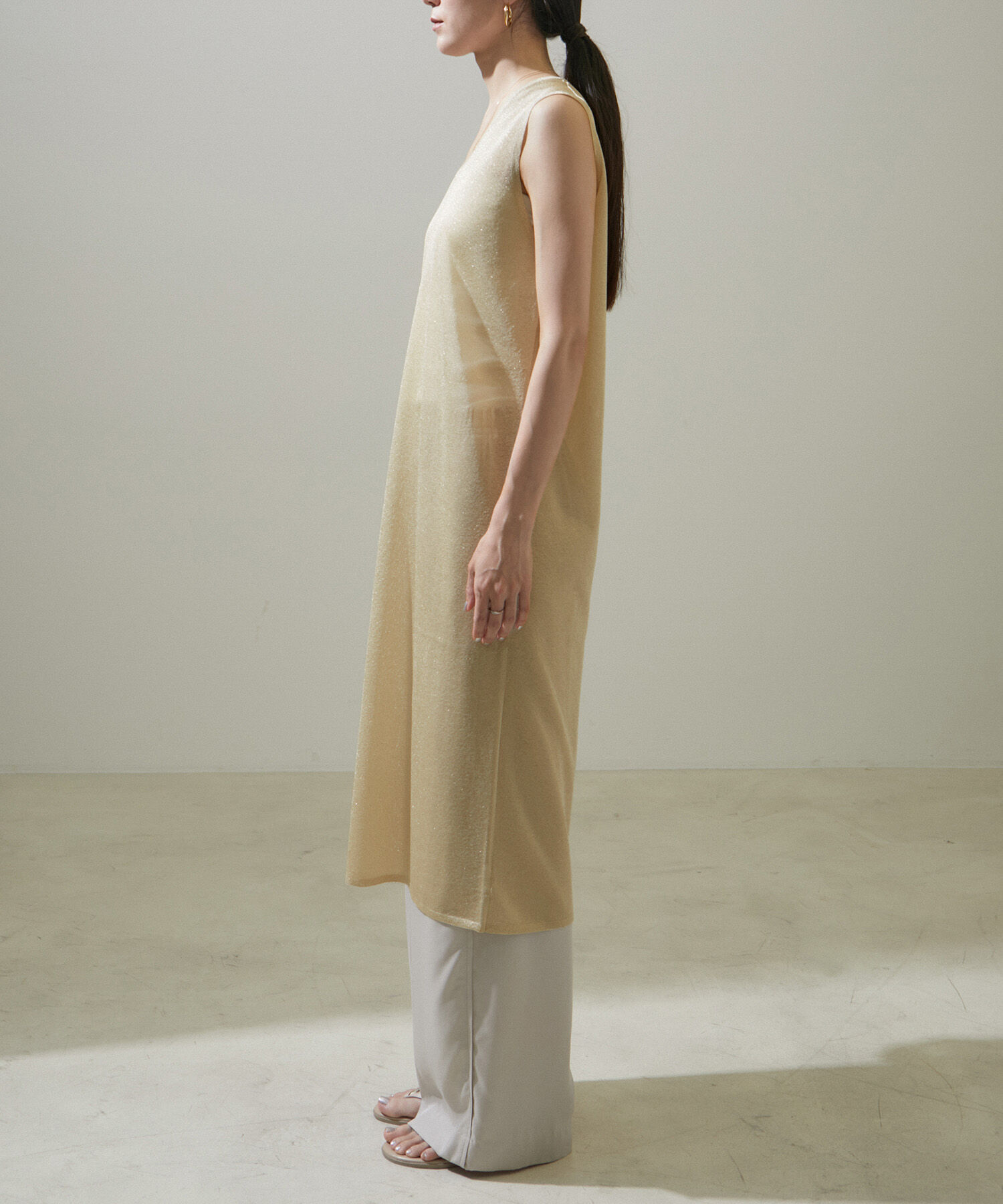 SALON adam et rope'「ラメノースリーブワンピース【洗える】」|ワンピース|