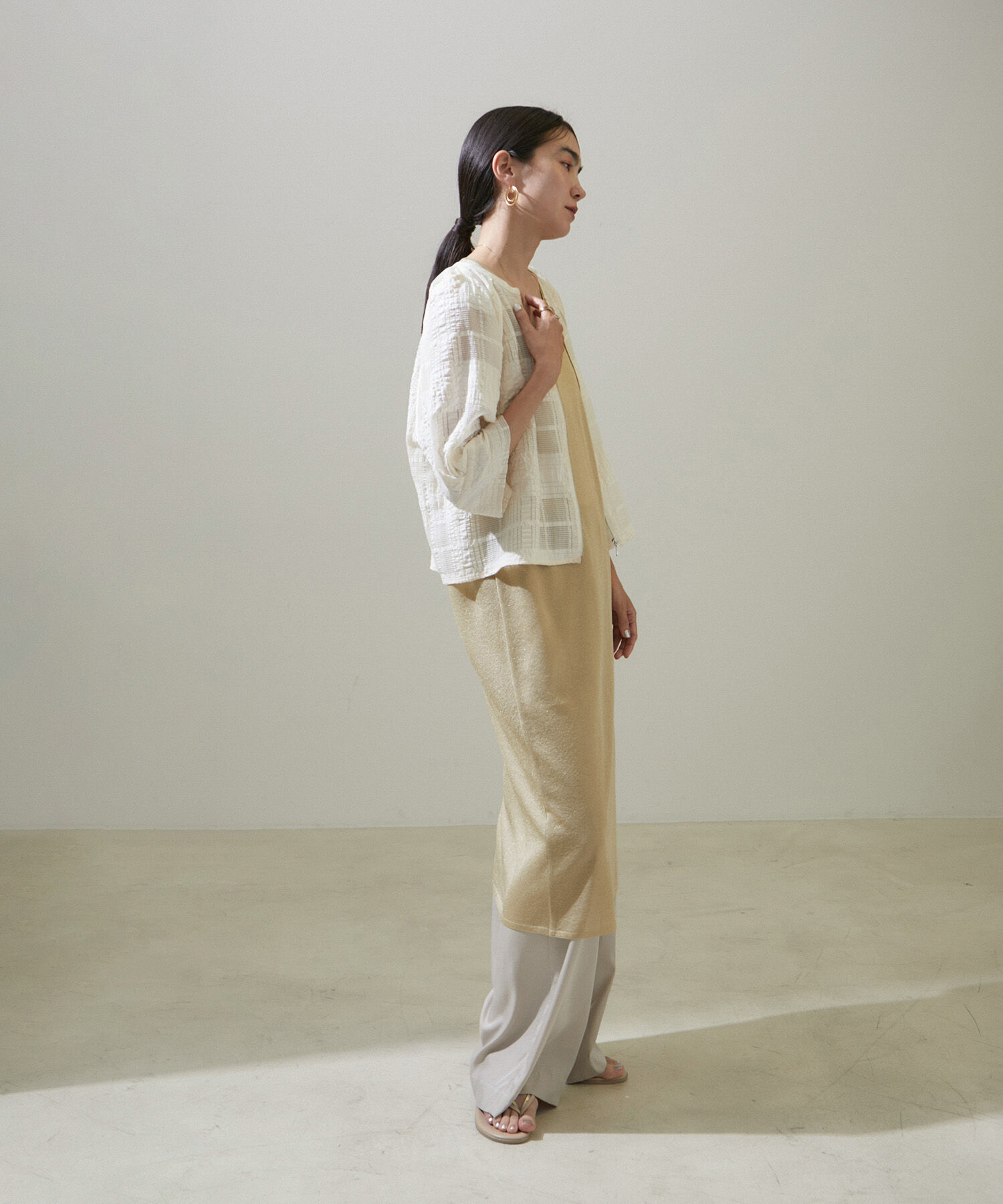 SALON adam et rope'「ラメノースリーブワンピース【洗える】」|ワンピース|