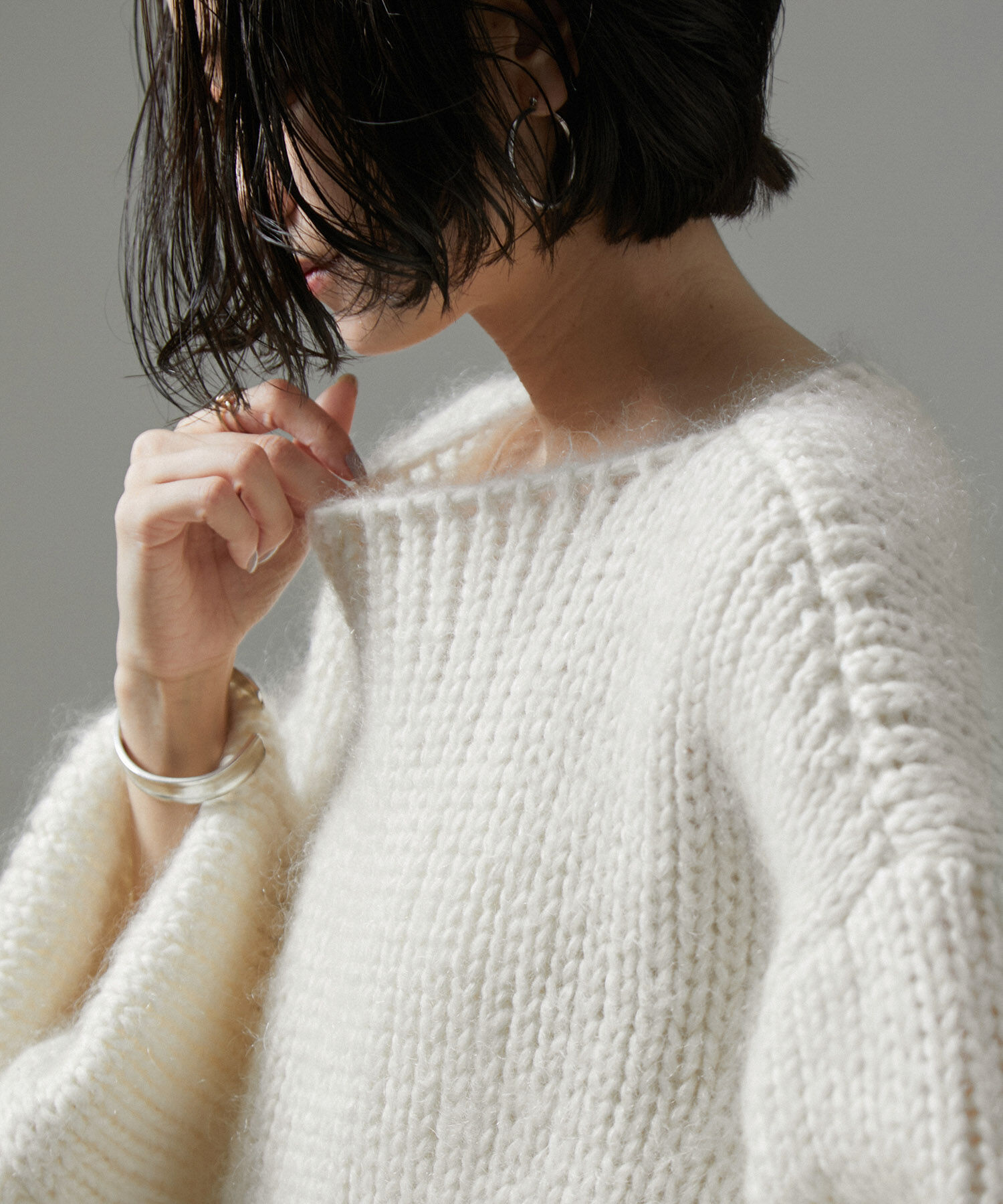 SALON adam et rope'「モヘアシルクローゲージニットプルオーバー」|ニット・セーター|オフホワイト(15)