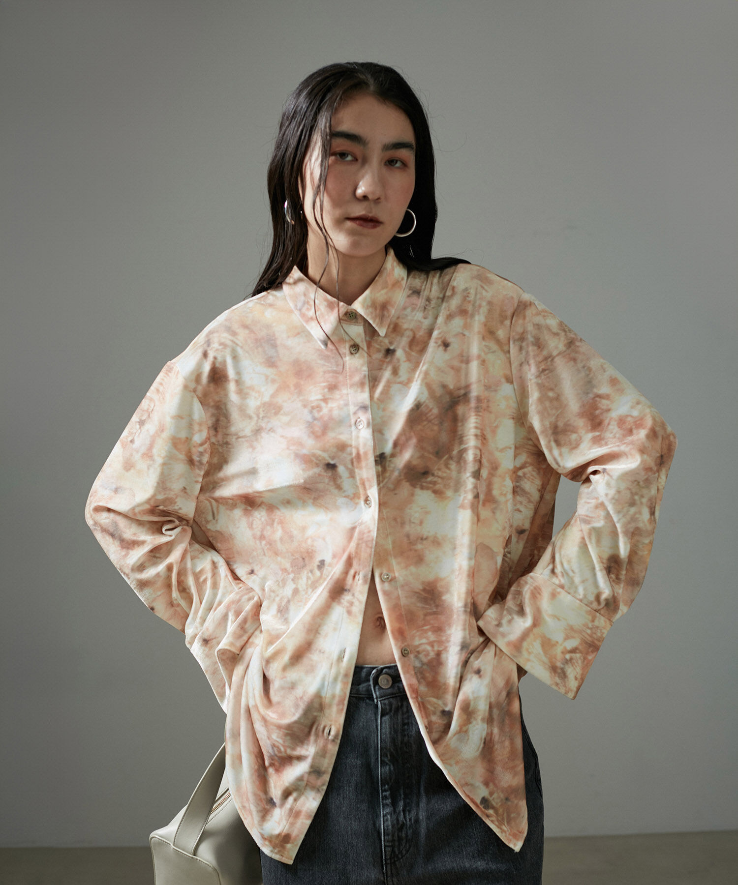 SALON adam et rope'「ストーンウッドプリントベロアブラウス」|シャツ・ブラウス|ベージュ(27)