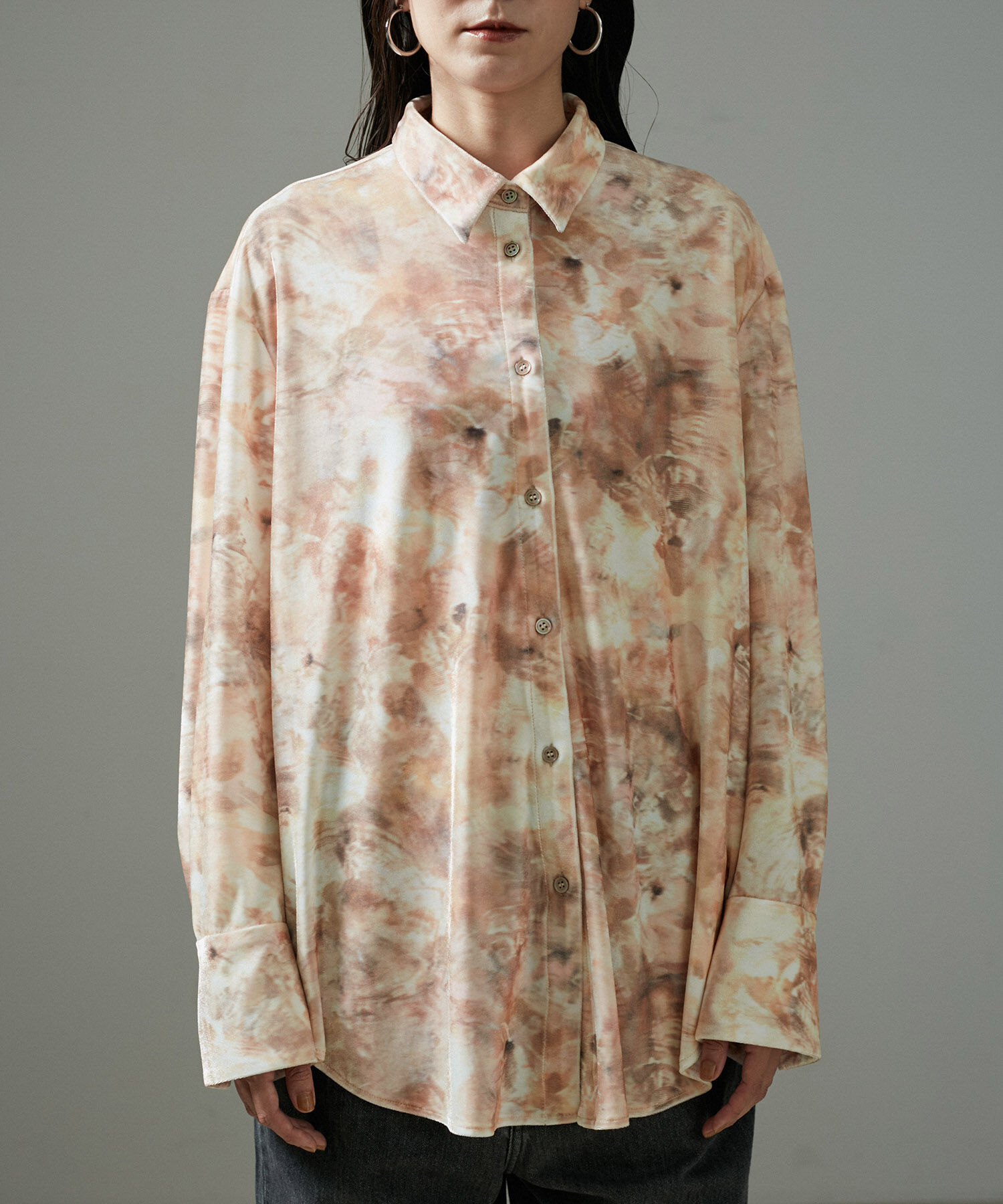 SALON adam et rope'「ストーンウッドプリントベロアブラウス」|シャツ・ブラウス|