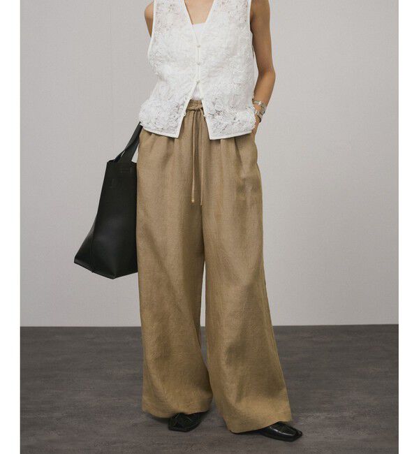 SALON adam et rope'「【WEB限定】ヨーロピアンフラックスリネンリラックスパンツ」|チノ|ベージュ