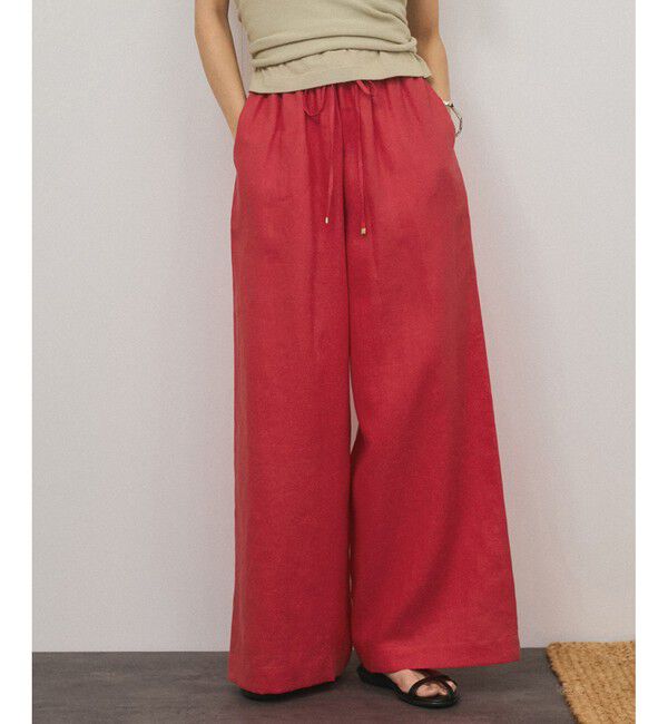 SALON adam et rope'「【WEB限定】ヨーロピアンフラックスリネンリラックスパンツ」|チノ|赤メイン