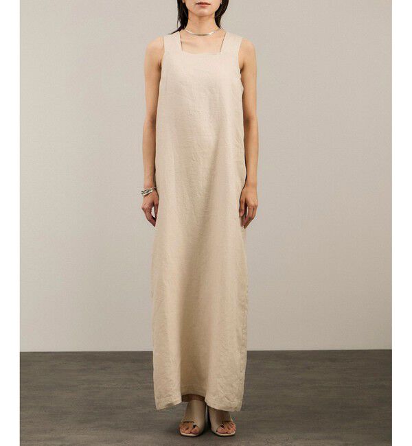SALON adam et rope'「リネンツイルスクエアーネックジャンパースカート」|ワンピース|