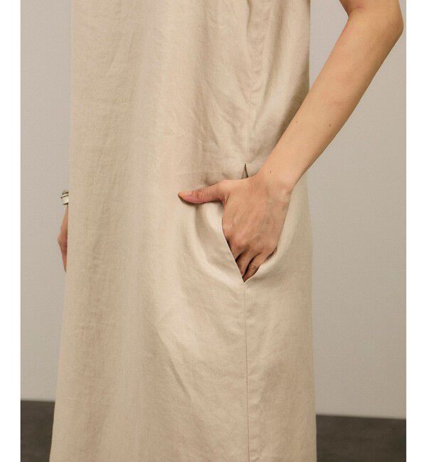 SALON adam et rope'「リネンツイルスクエアーネックジャンパースカート」|ワンピース|