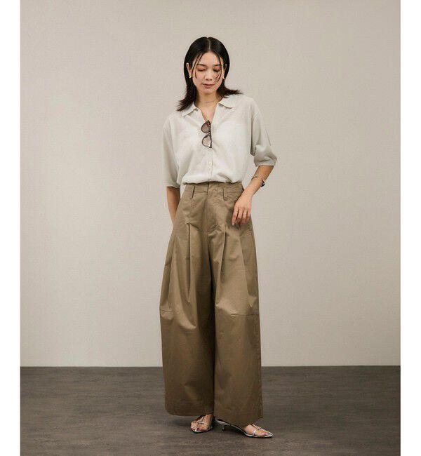 SALON adam et rope'「【WEB限定】コットンツイルワイドフォルムパンツ/カーブパンツ」|チノ|