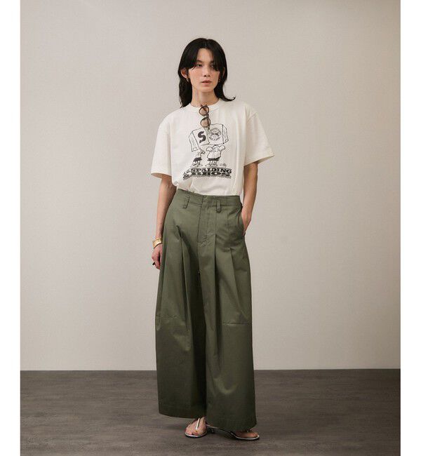 SALON adam et rope'「【WEB限定】コットンツイルワイドフォルムパンツ/カーブパンツ」|チノ|