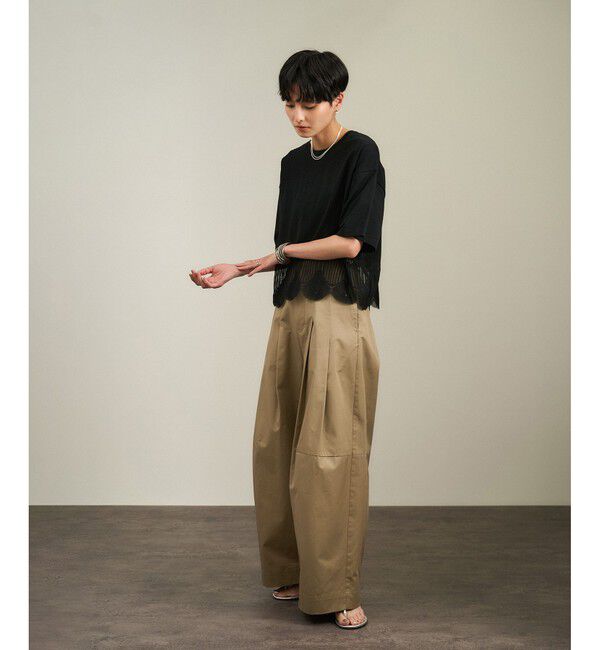 SALON adam et rope'「【WEB限定】コットンツイルワイドフォルムパンツ/カーブパンツ」|チノ|