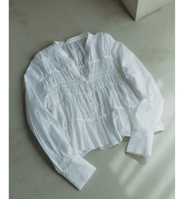 SALON adam et rope'「Shuttlenotesワッシャーローンシャーリングブラウス［洗える］」|シャツ・ブラウス|