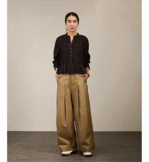 SALON adam et rope'「Shuttlenotesワッシャーローンシャーリングブラウス［洗える］」|シャツ・ブラウス|