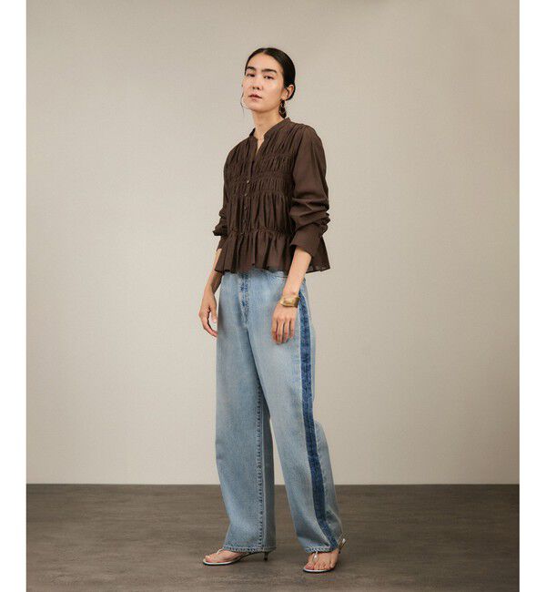 SALON adam et rope'「Shuttlenotesワッシャーローンシャーリングブラウス［洗える］」|シャツ・ブラウス|