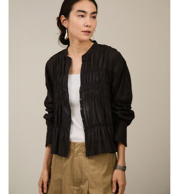 SALON adam et rope'「Shuttlenotesワッシャーローンシャーリングブラウス［洗える］」|シャツ・ブラウス|