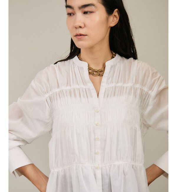 SALON adam et rope'「Shuttlenotesワッシャーローンシャーリングブラウス［洗える］」|シャツ・ブラウス|オフホワイト(15)