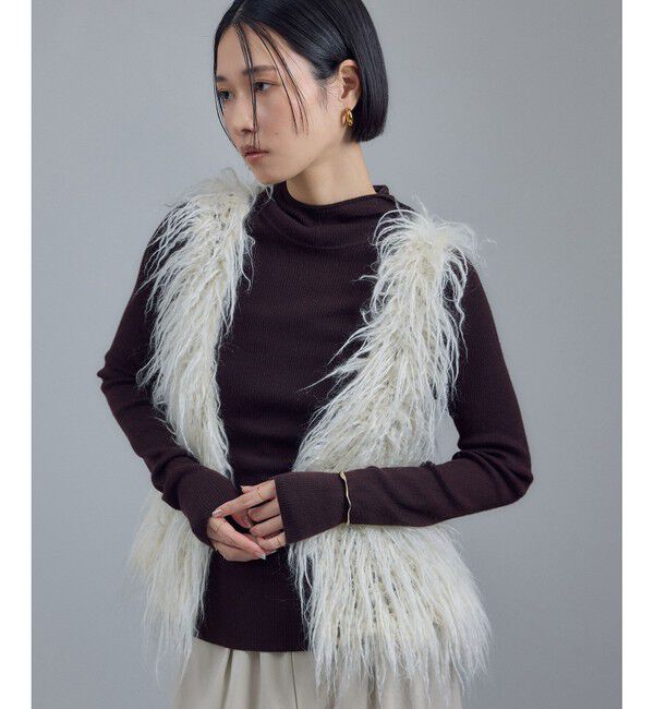 SALON adam et rope'「モヘヤロングシャギーハンドニットベスト」|ベスト・ジレ|オフホワイト(15)