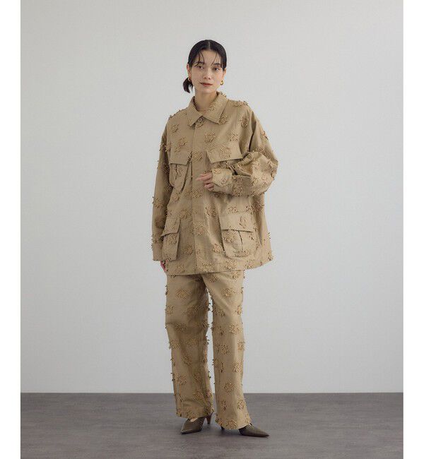 SALON adam et rope'「【crinkle crinkle crinkle】3Dエンブロイダリーツイルイージーパンツ」|チノ|