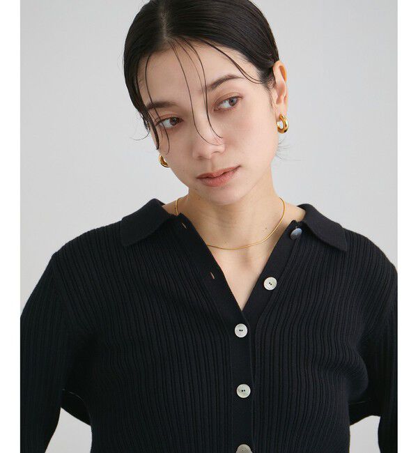 SALON adam et rope'「コットンシルクカシミアリブポロカーディガン」|カーディガン|