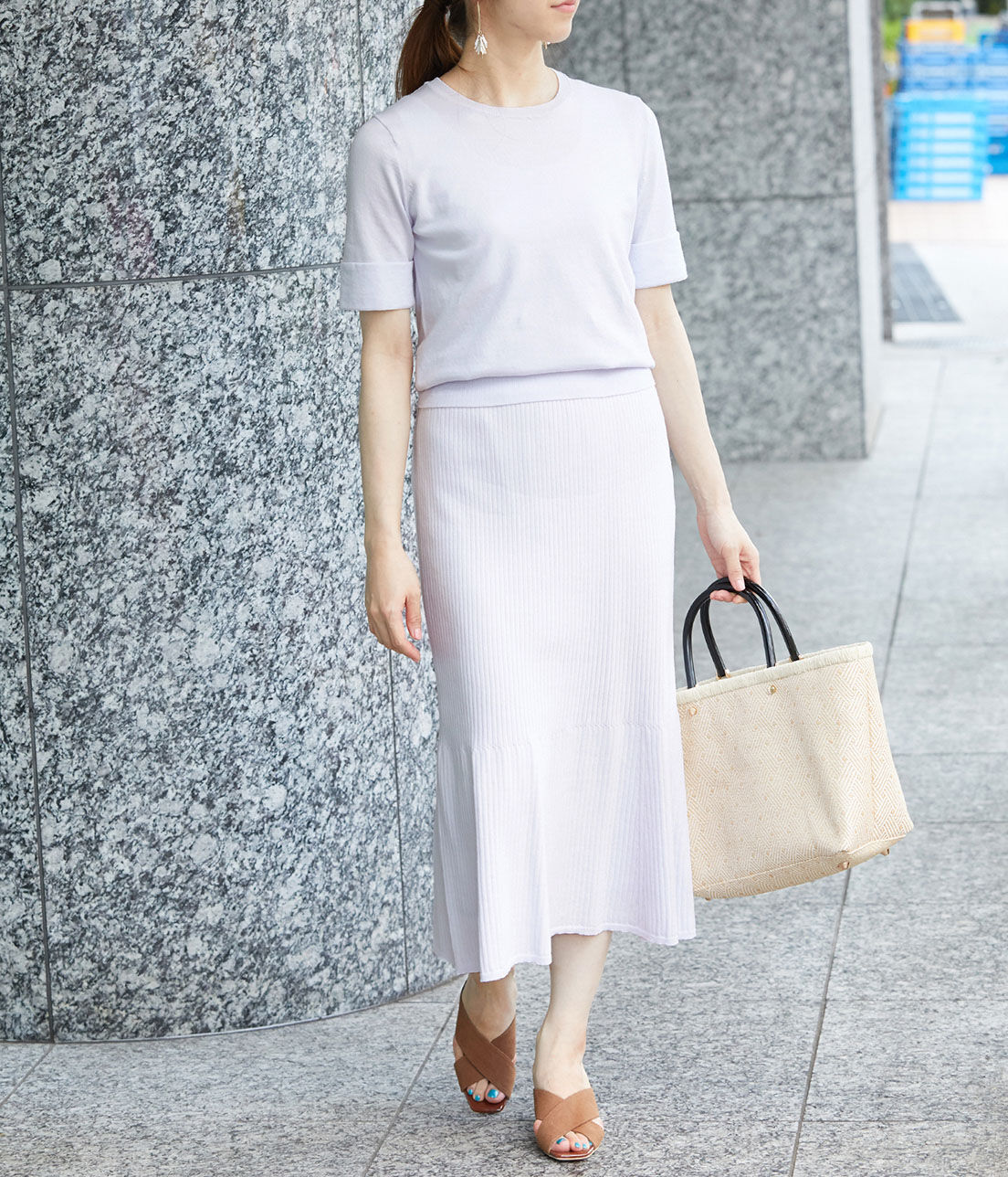 ROPE「【ドラマ着用】【セットアップ対応】オーガニックコットンリブニットスカート」|スカート|