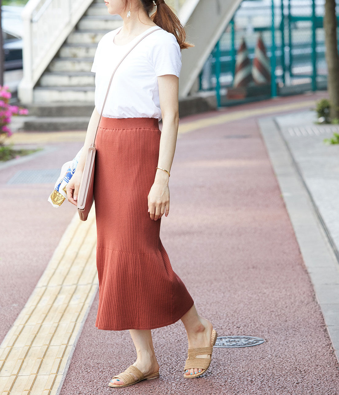 ROPE「【ドラマ着用】【セットアップ対応】オーガニックコットンリブニットスカート」|スカート|