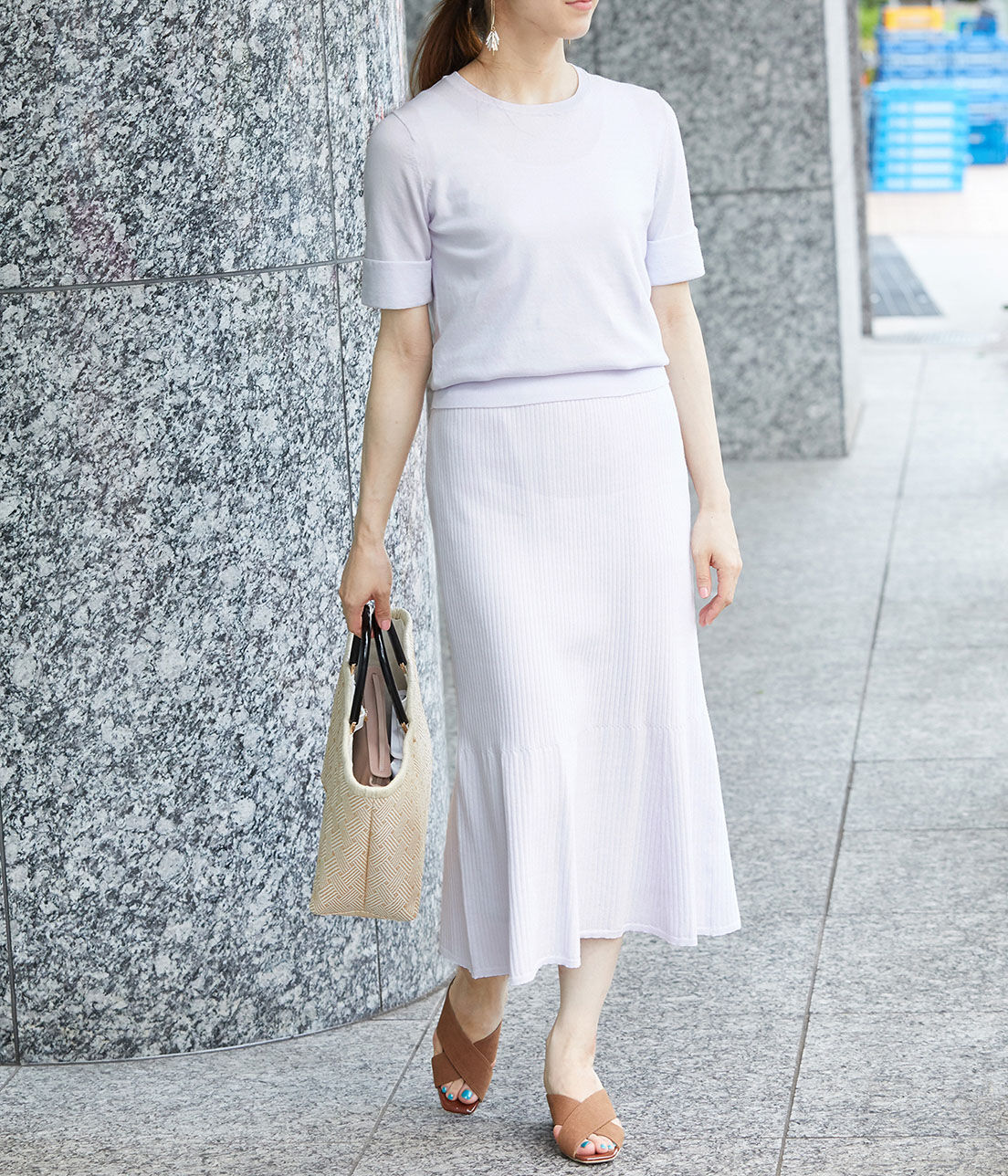 ROPE「【ドラマ着用】【セットアップ対応】オーガニックコットンリブニットスカート」|スカート|