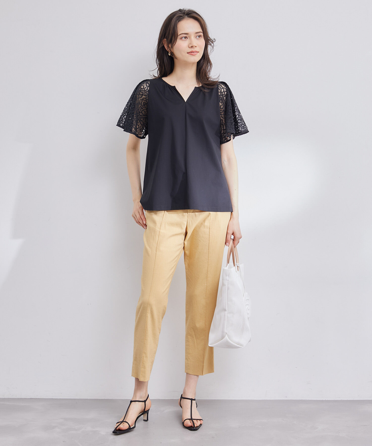 ROPE「フレアースリーブレースカットソー」|Tシャツ・カットソー|