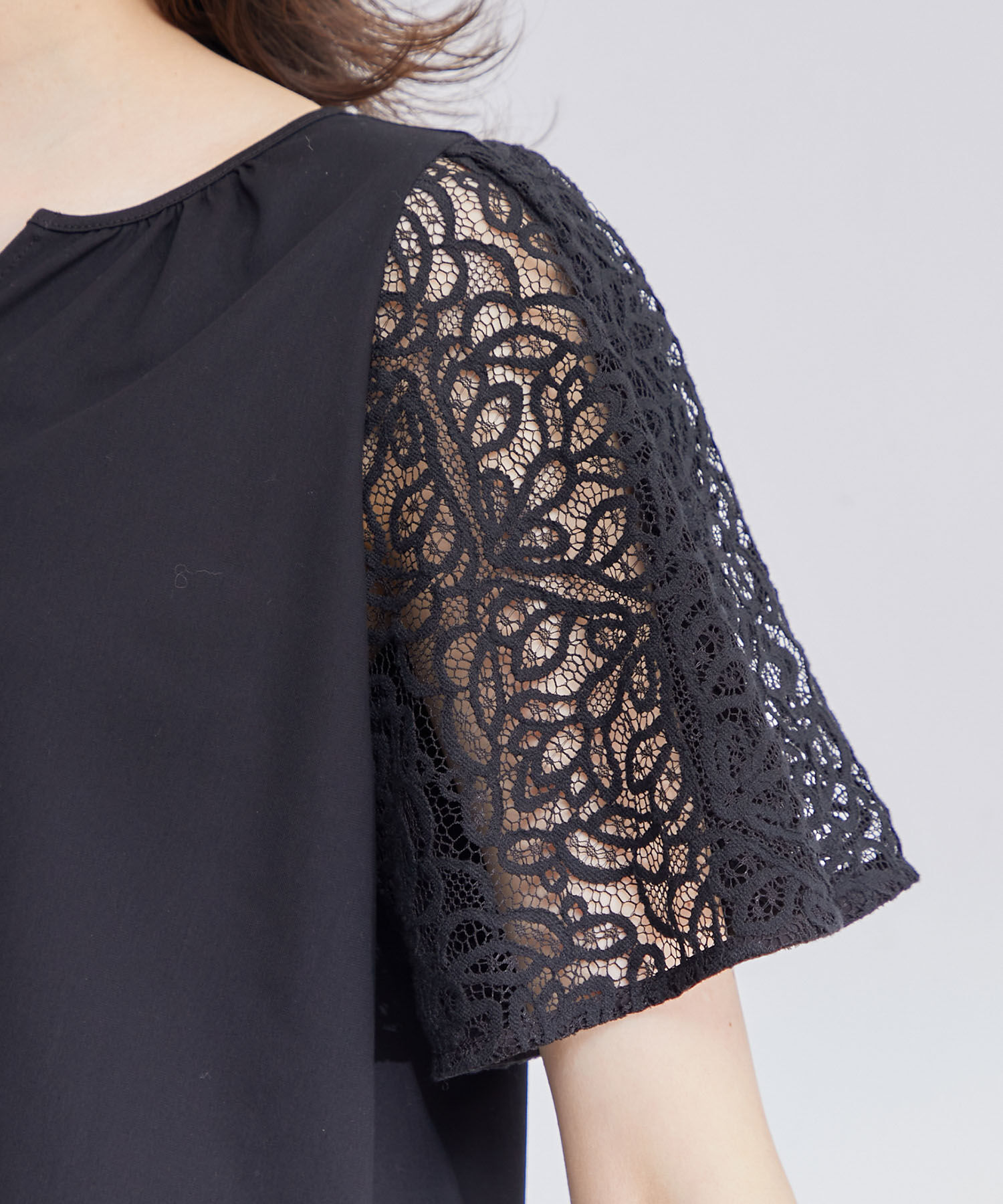 ROPE「フレアースリーブレースカットソー」|Tシャツ・カットソー|