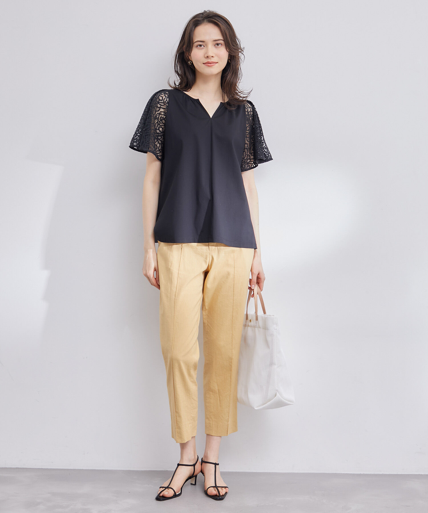 ROPE「フレアースリーブレースカットソー」|Tシャツ・カットソー|