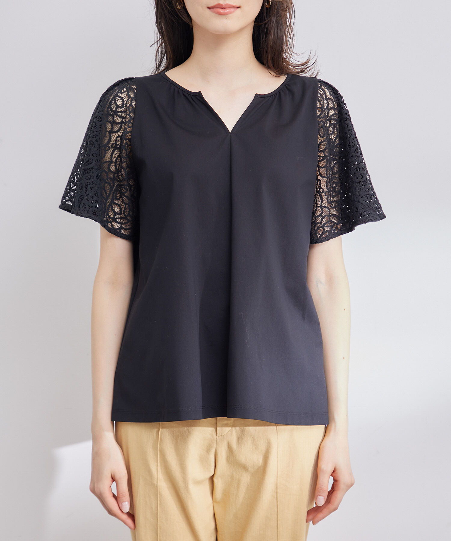 ROPE「フレアースリーブレースカットソー」|Tシャツ・カットソー|