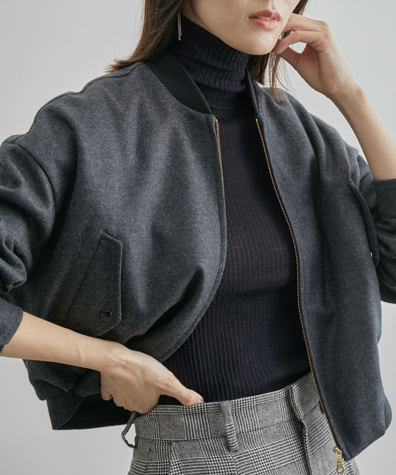 ROPE「【イタリア製】ウールシルクタートルネックリブニット」|ニット・セーター|