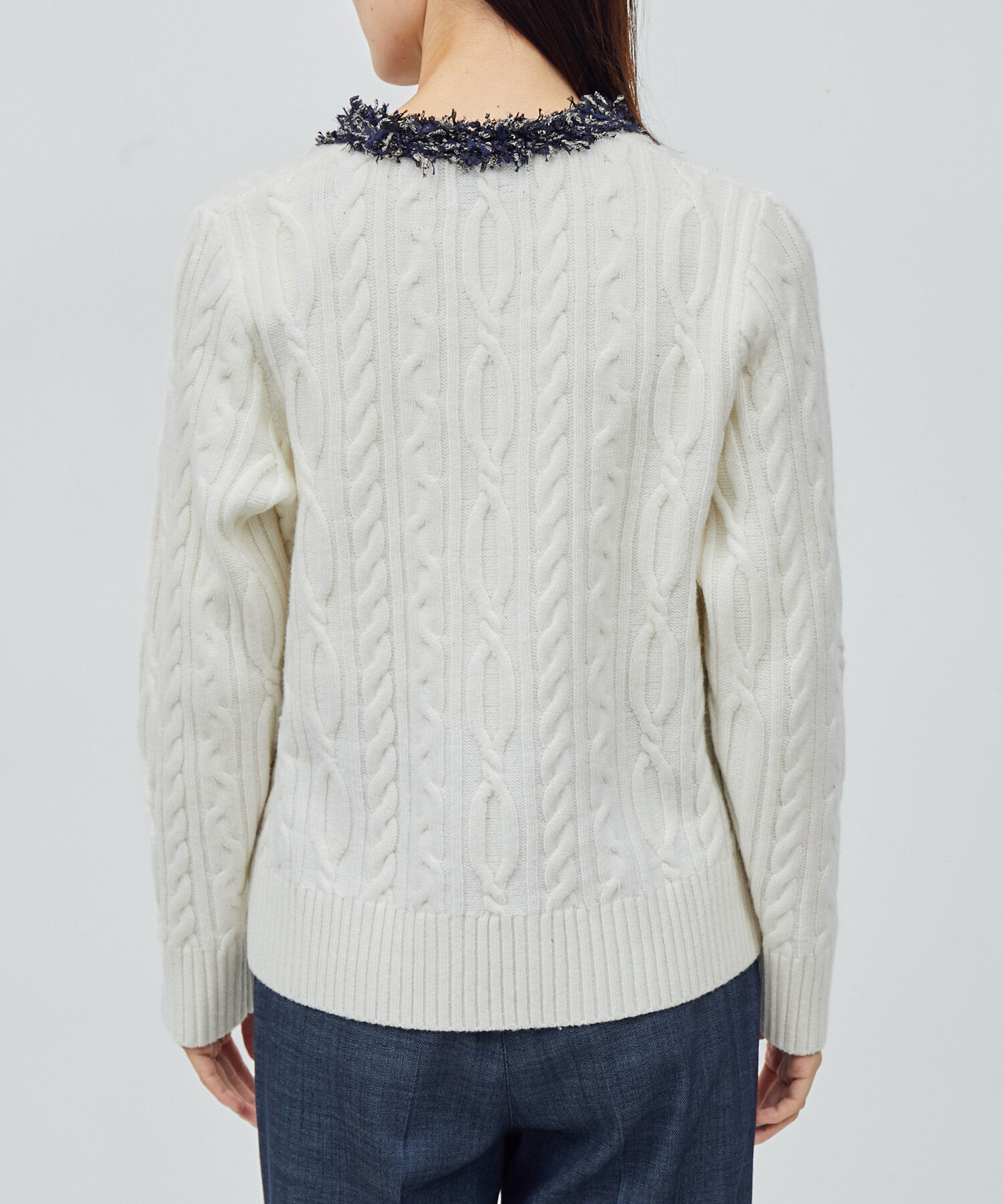 ROPE「【一部店舗限定】【LINTON TWEED】カシミヤブレンドケーブルカーディガン」|カーディガン|