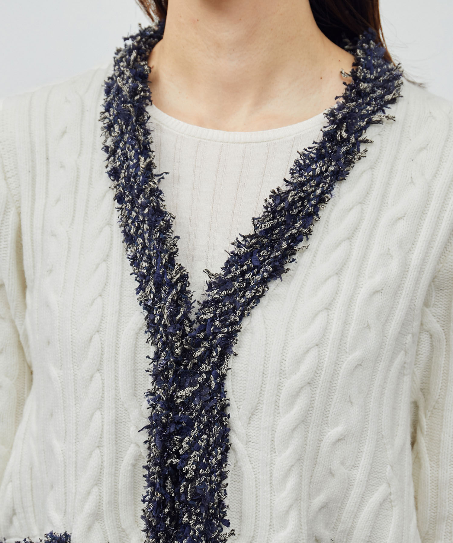 ROPE「【一部店舗限定】【LINTON TWEED】カシミヤブレンドケーブルカーディガン」|カーディガン|