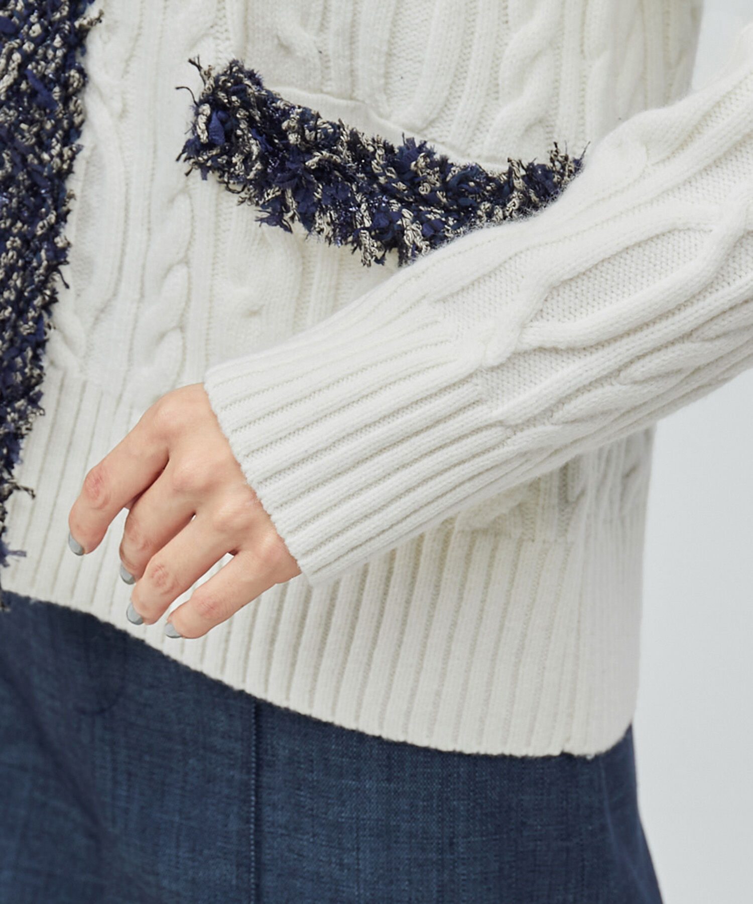 ROPE「【一部店舗限定】【LINTON TWEED】カシミヤブレンドケーブルカーディガン」|カーディガン|