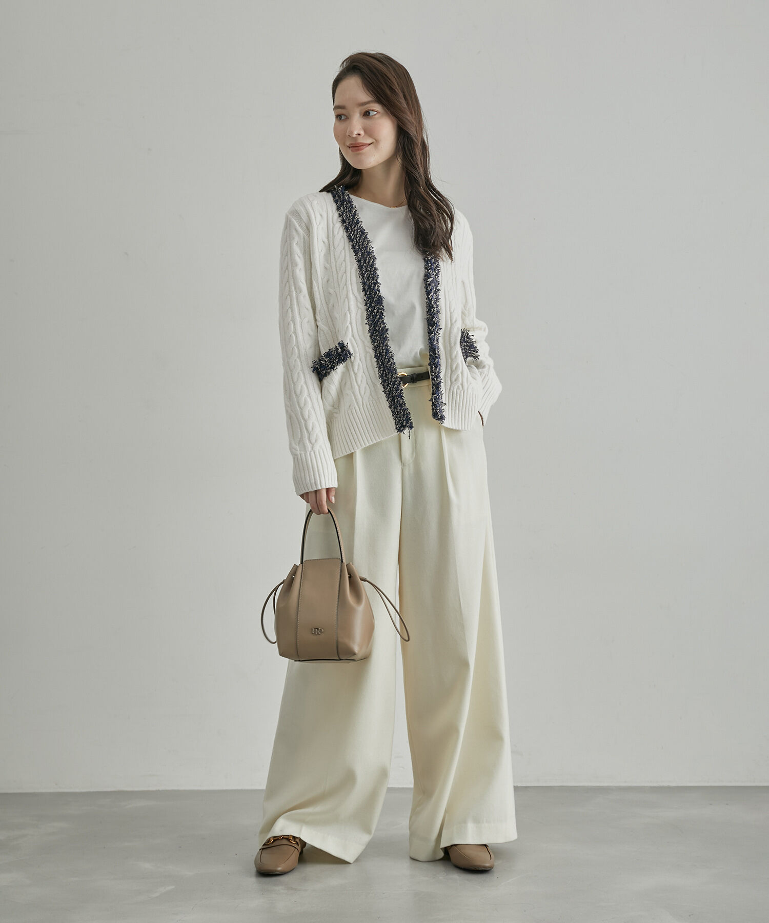 ROPE「【一部店舗限定】【LINTON TWEED】カシミヤブレンドケーブルカーディガン」|カーディガン|