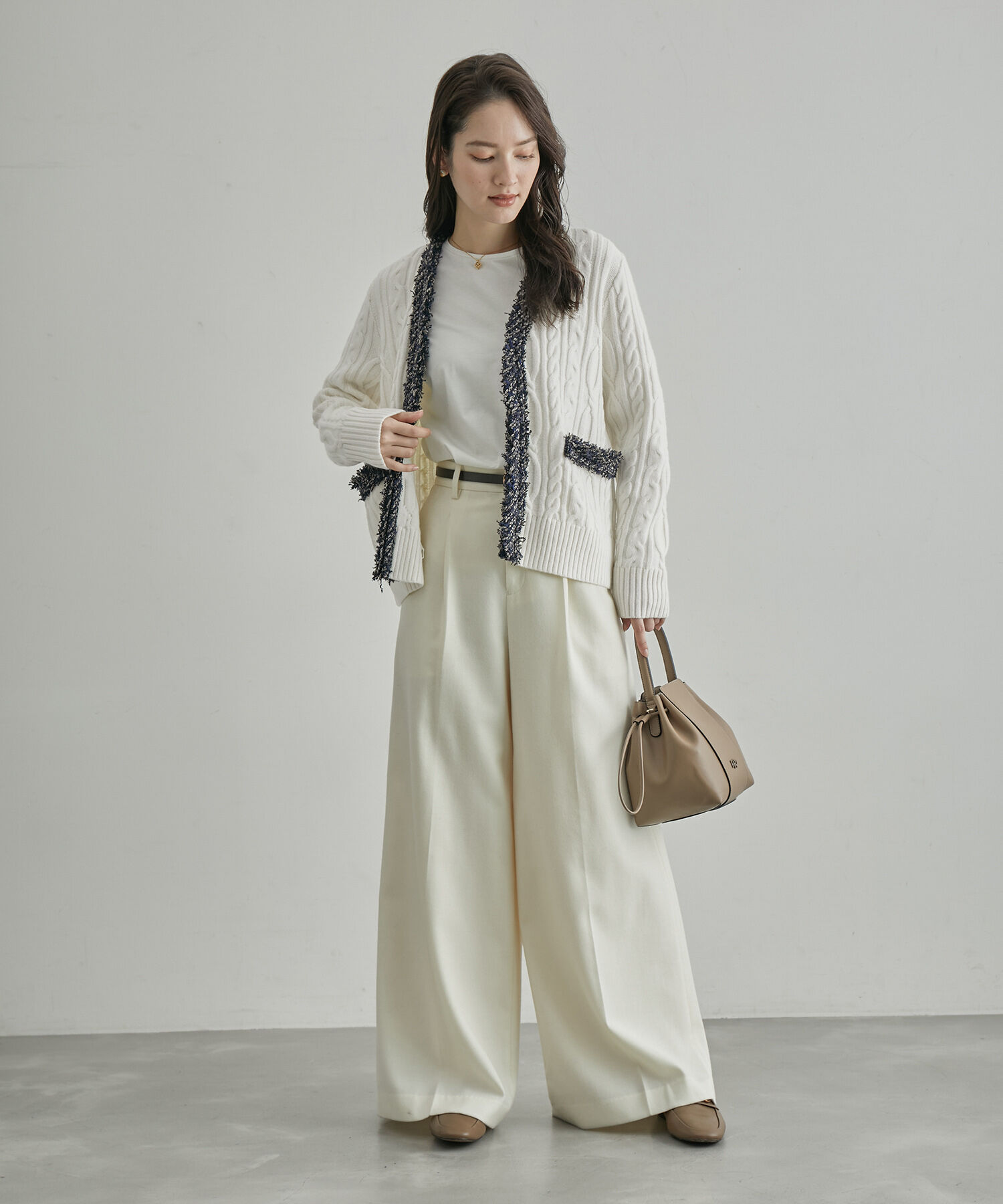 ROPE「【一部店舗限定】【LINTON TWEED】カシミヤブレンドケーブルカーディガン」|カーディガン|