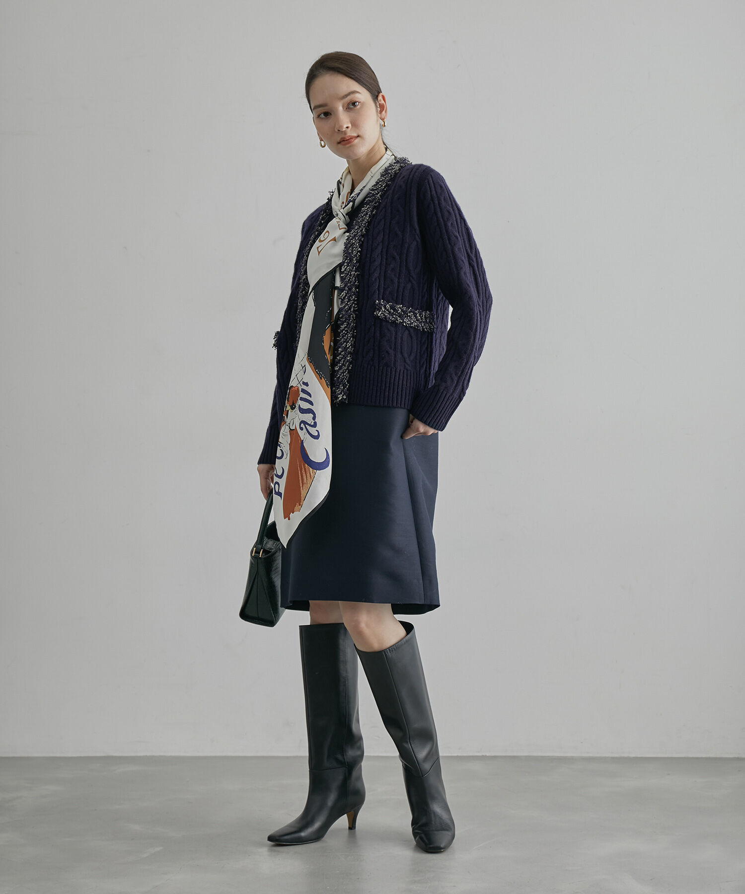 ROPE「【一部店舗限定】【LINTON TWEED】カシミヤブレンドケーブルカーディガン」|カーディガン|