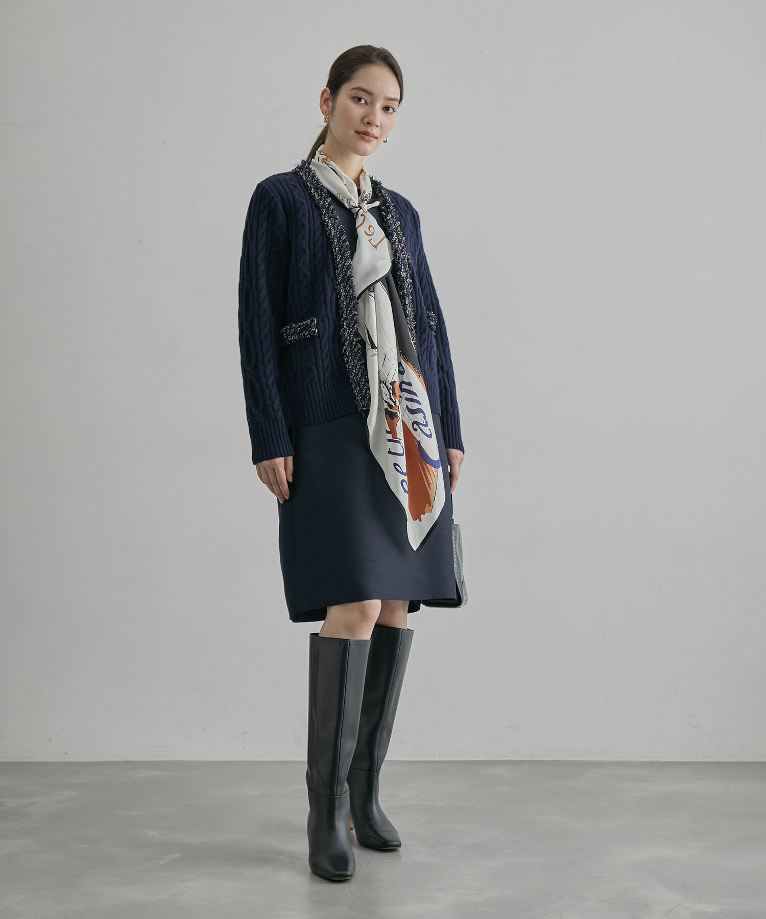 ROPE「【一部店舗限定】【LINTON TWEED】カシミヤブレンドケーブルカーディガン」|カーディガン|