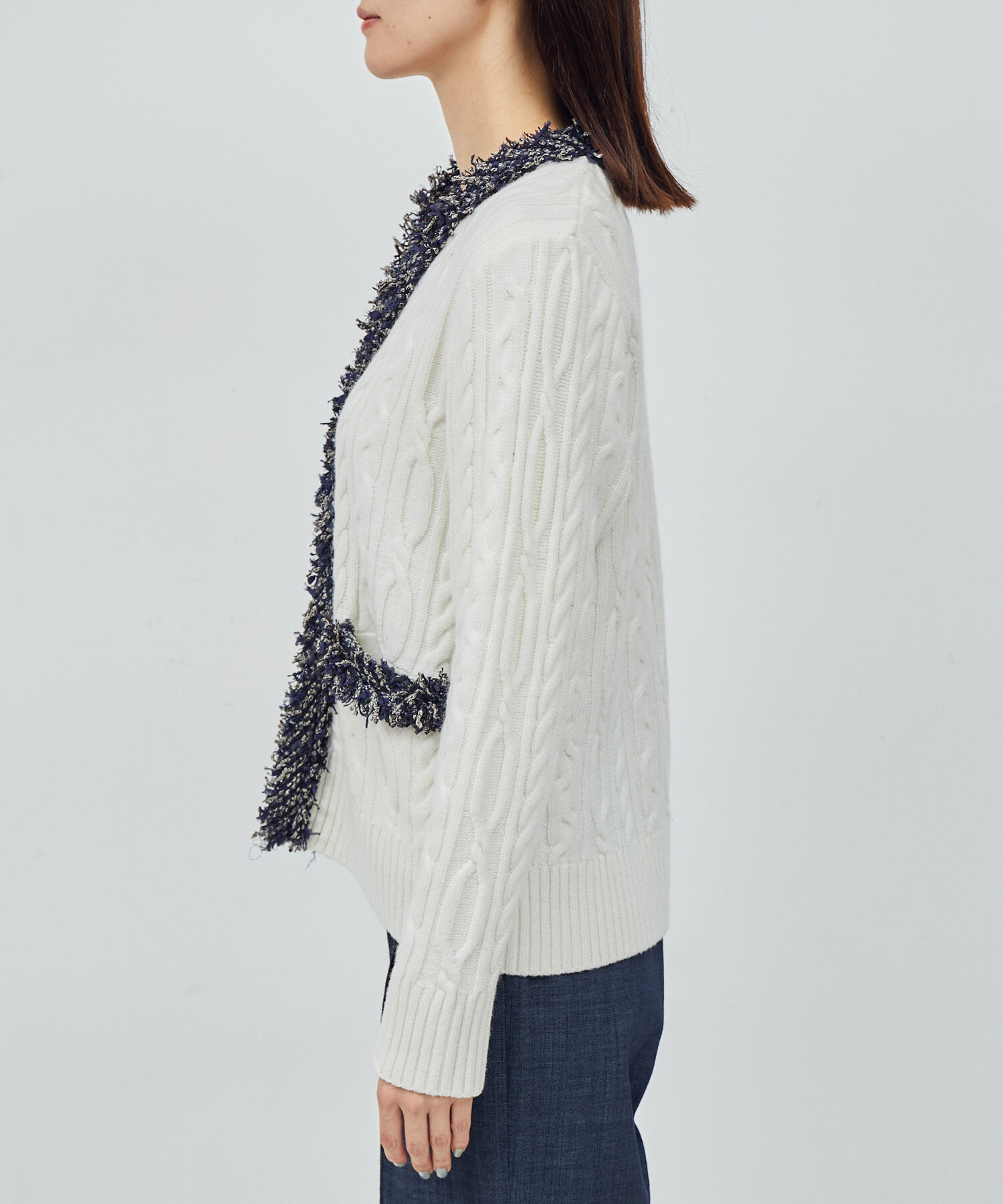 ROPE「【一部店舗限定】【LINTON TWEED】カシミヤブレンドケーブルカーディガン」|カーディガン|