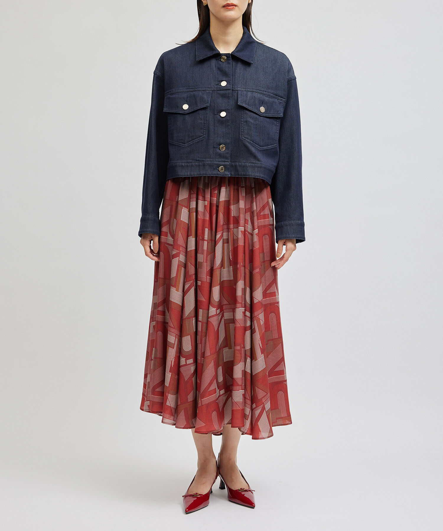 ROPE「プリントギャザーフレアスカート/セットアップ対応」|スカート|