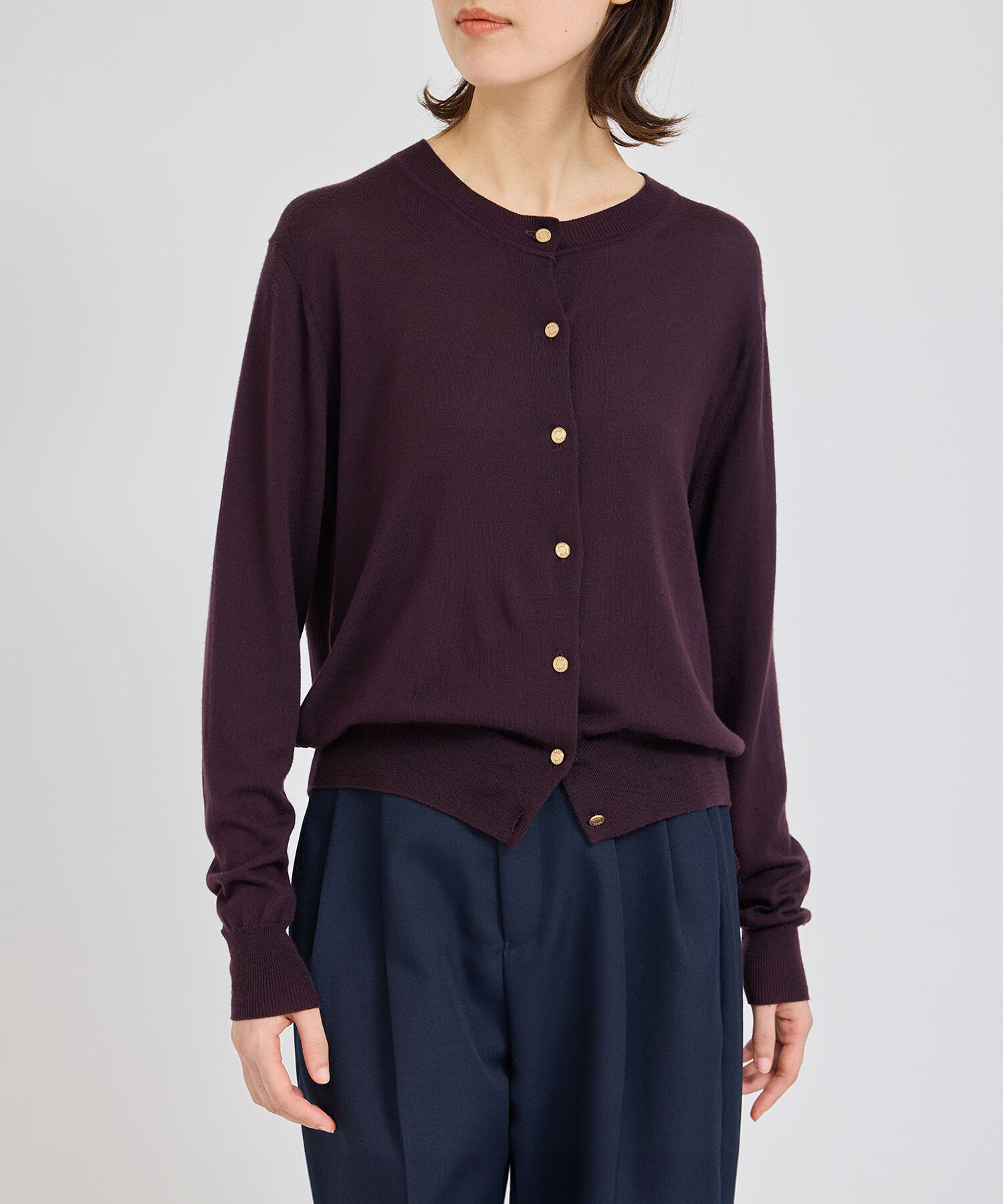 ROPE「SUPER160&rsquo;sメリノウールカーディガン【ロロ・ピアーナ社製ウール使用】/アンサンブル対応」|カーディガン|ダークブラウン(20)